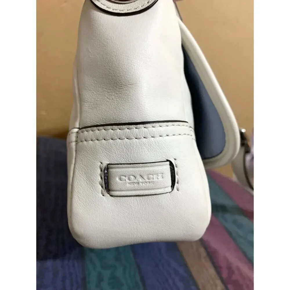 COACH HADLEY Small White Leather Buckle-Trim Field Bag Crossbody F29763